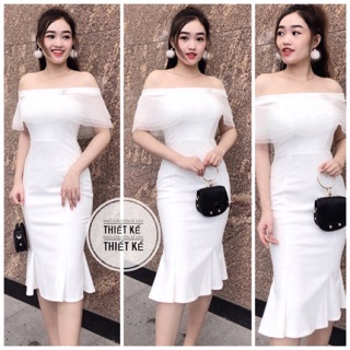 BÁN SỈ ĐẦM TRẮNG THIẾT KẾ CAO CẤP BẢO HÀNH 12 THÁNG, đầm body trễ vai ngọc, đầm body cao cấp dự tiệc sang chảnh ,,