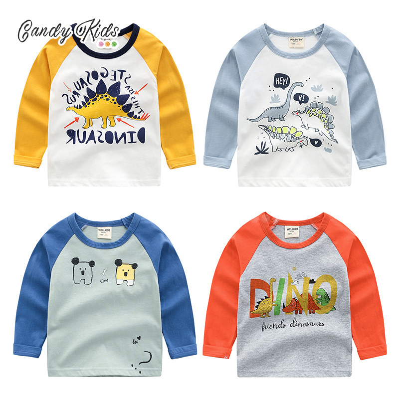 Boys' Cotton Long-Sleeved Casual round Neck Baby T-shirt Children's Fashion Shirt
