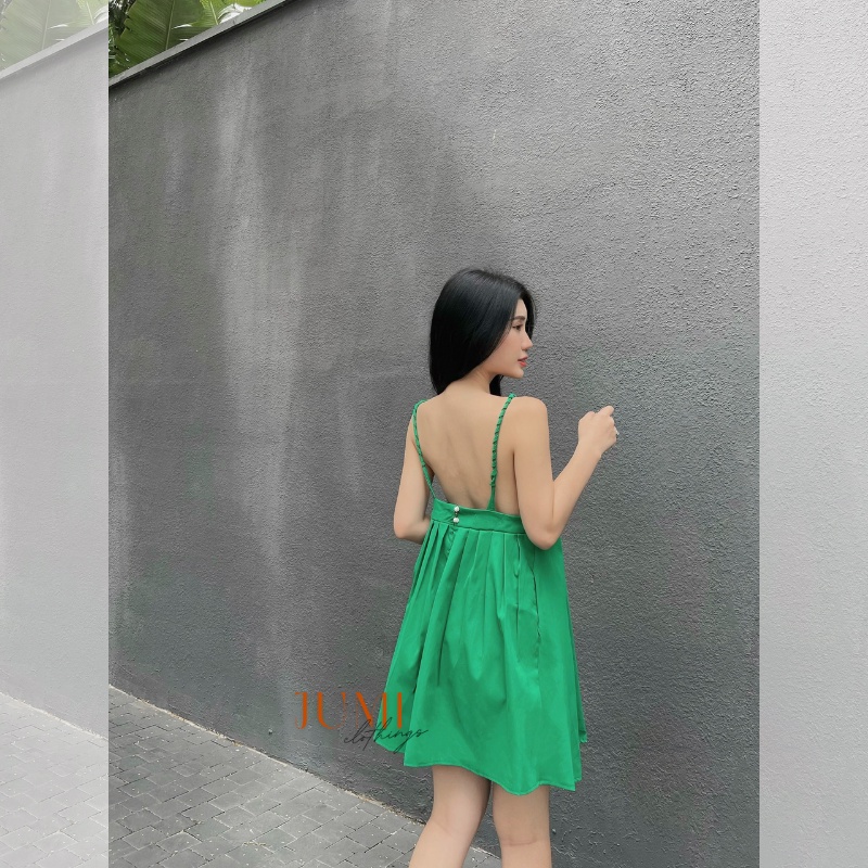 Đầm yếm xòe, đầm chữ A 2 dây váy hở lưng 4 màu | WebRaoVat - webraovat.net.vn