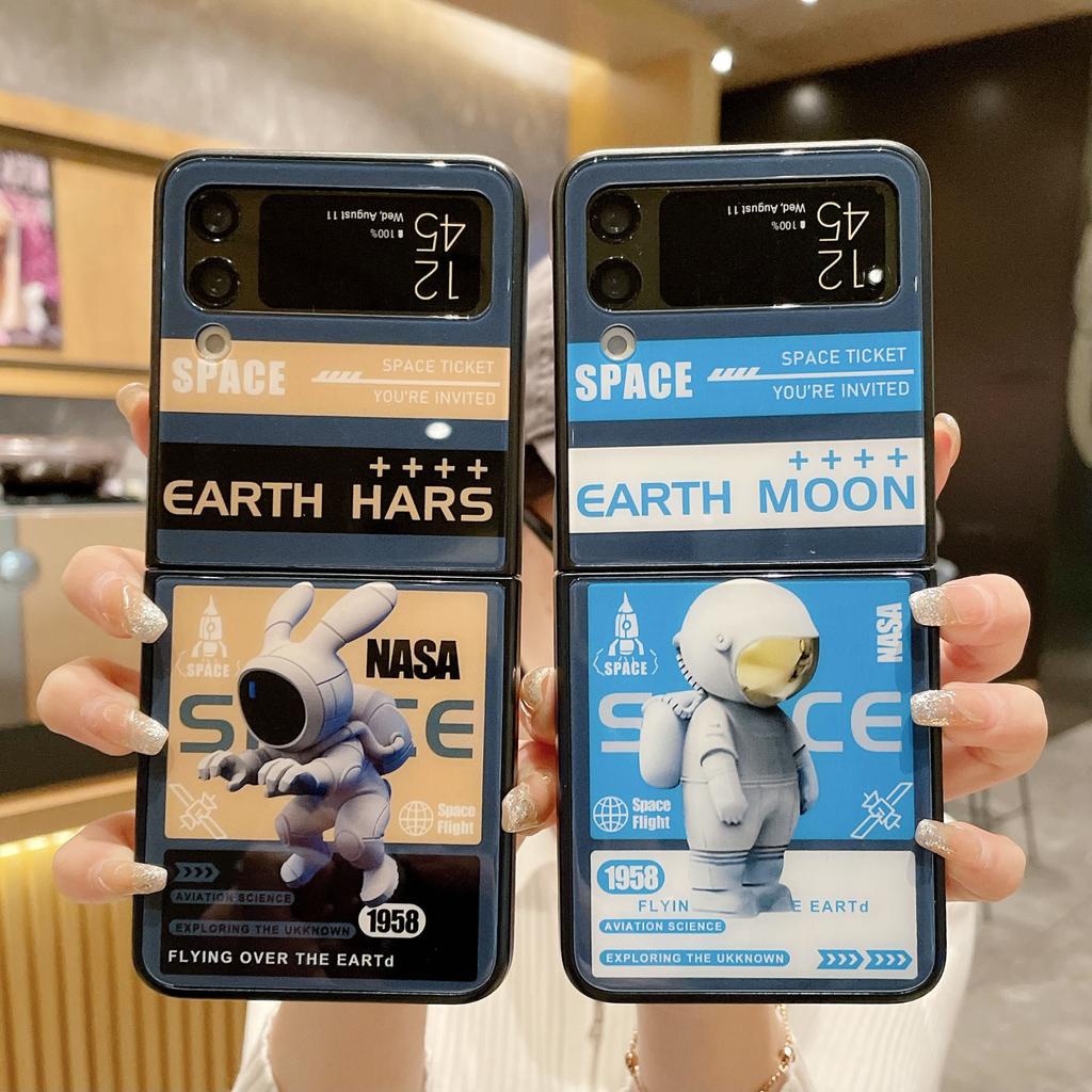 Ốp Điện Thoại Kính Cường Lực Hình NASA Cho Samsung Z Flip 3