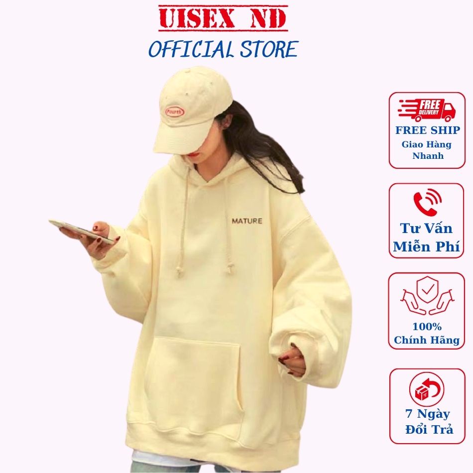 Áo Hoodie Unisex nỉ in chữ, phong cách basic, form rộng nam nữ mặc đều đẹp