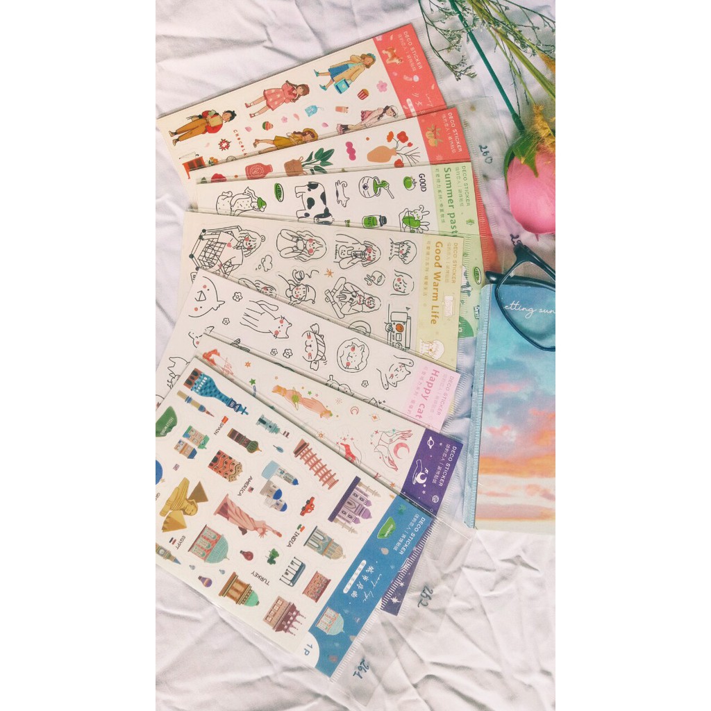 Sticker (hình dán) NÉT VẼ ĐÁNG YÊU nông trại Mây trang trí sổ, album, nhật ký, lưu bút, bullet journal, góc học tập