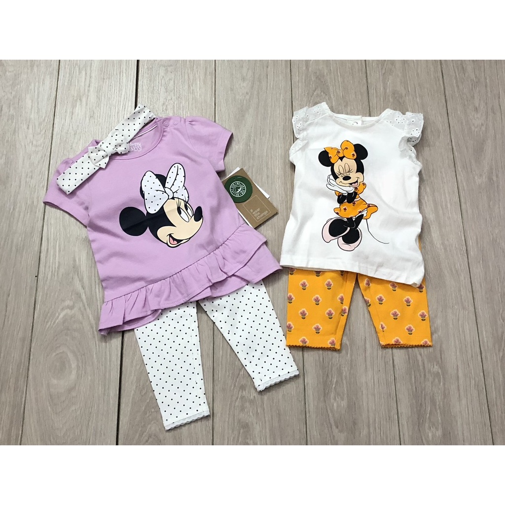 Set bộ cotton mickey minnie quần legging cho bé gái từ 8 đến 15 kg
