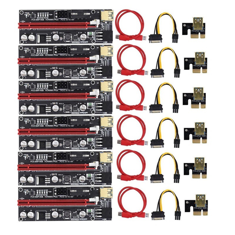 Bộ 6 card PCI-E VER009S Plus GPU PCIE Card PCI E X16 - X1PCI | BigBuy360 - bigbuy360.vn