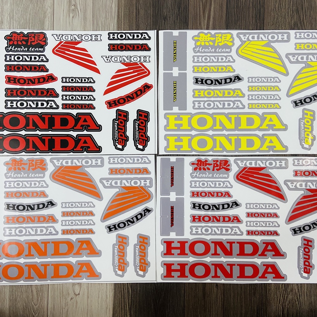 (Giá nguyên miếng) Trọn bộ tem LOGO, tem huy hiệu HONDA cánh chim WINGS độ màu, tem in nền carbon cắt LAZE