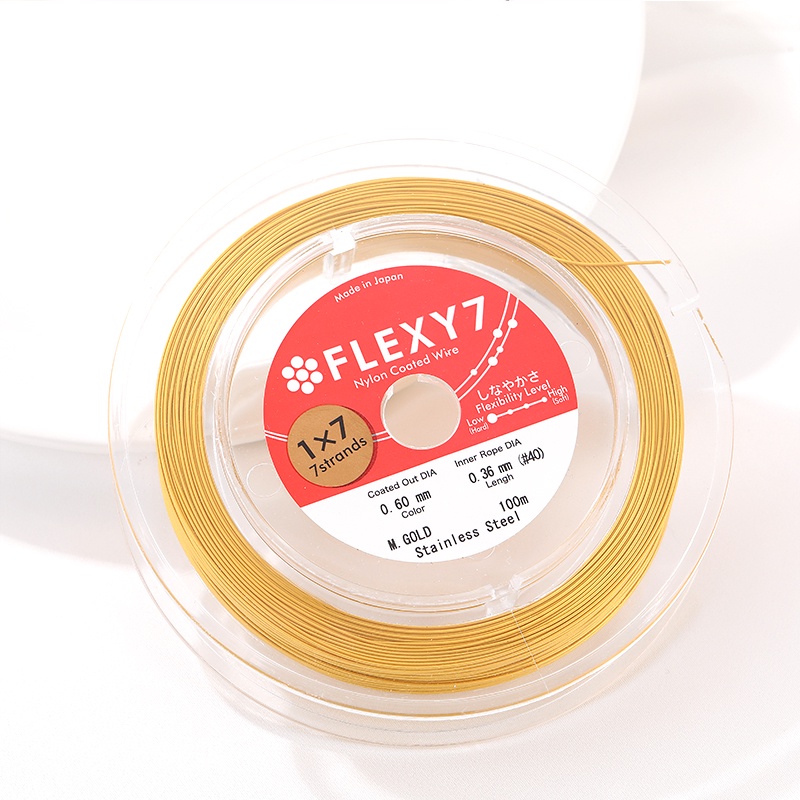 Cuộn Dây Thép Mềm Dẻo Mạ Vàng Đính Hạt Ngọc Trai Phong Cách Nhật Bản Dài 1m Dùng Làm Trang Sức diy