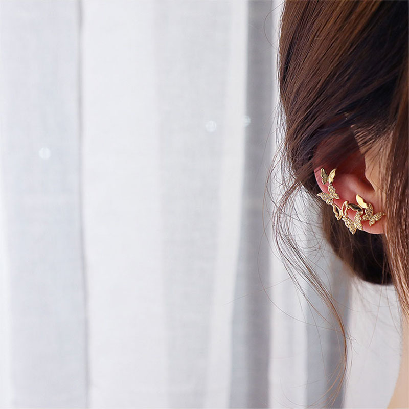 Hoa tai bạc 925 hình bướm đính kim cương giả thanh lịch sành điệu