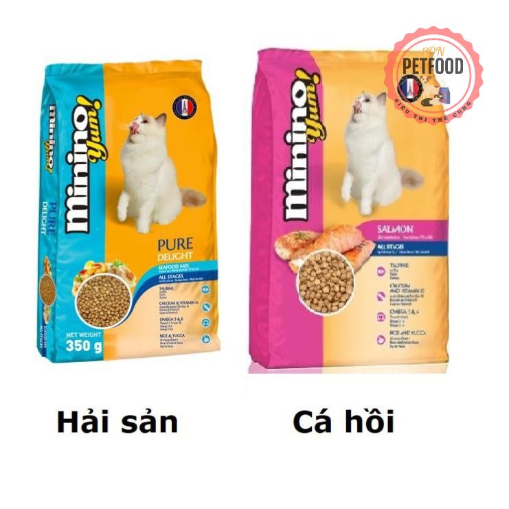 HN (1 Gói 350gr) Minino Yum (2 vị) - Thức ăn viên cho mèo mọi lứa tuổi - thức ăn mèo dạng hạt khô