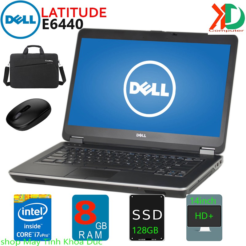 Laptop Dell Latitude E6440 Core i7-4600M, 8gb Ram, 128gb SSD màn hình 14inch HD vỏ nhôm