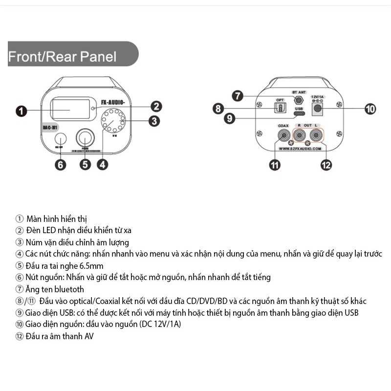 BỘ DAC GIẢI MÃ ÂM THANH FX-AUDIO DAC-M1 DECODER BLUETOOTH 5.0 APTX ESS9038Q2M 32BIT 768KHZ DSD512 USB DAC HEADPHONE