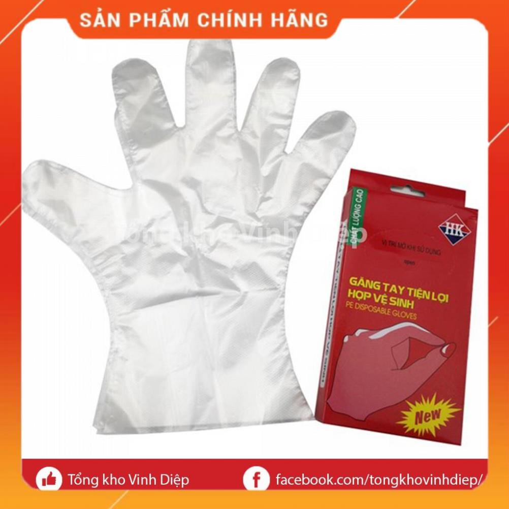 Găng tay nilon tiện lợi hợp vệ sinh, găng tay nilon tự hủy sinh học - Hộp 100 chiếc/túi 100g