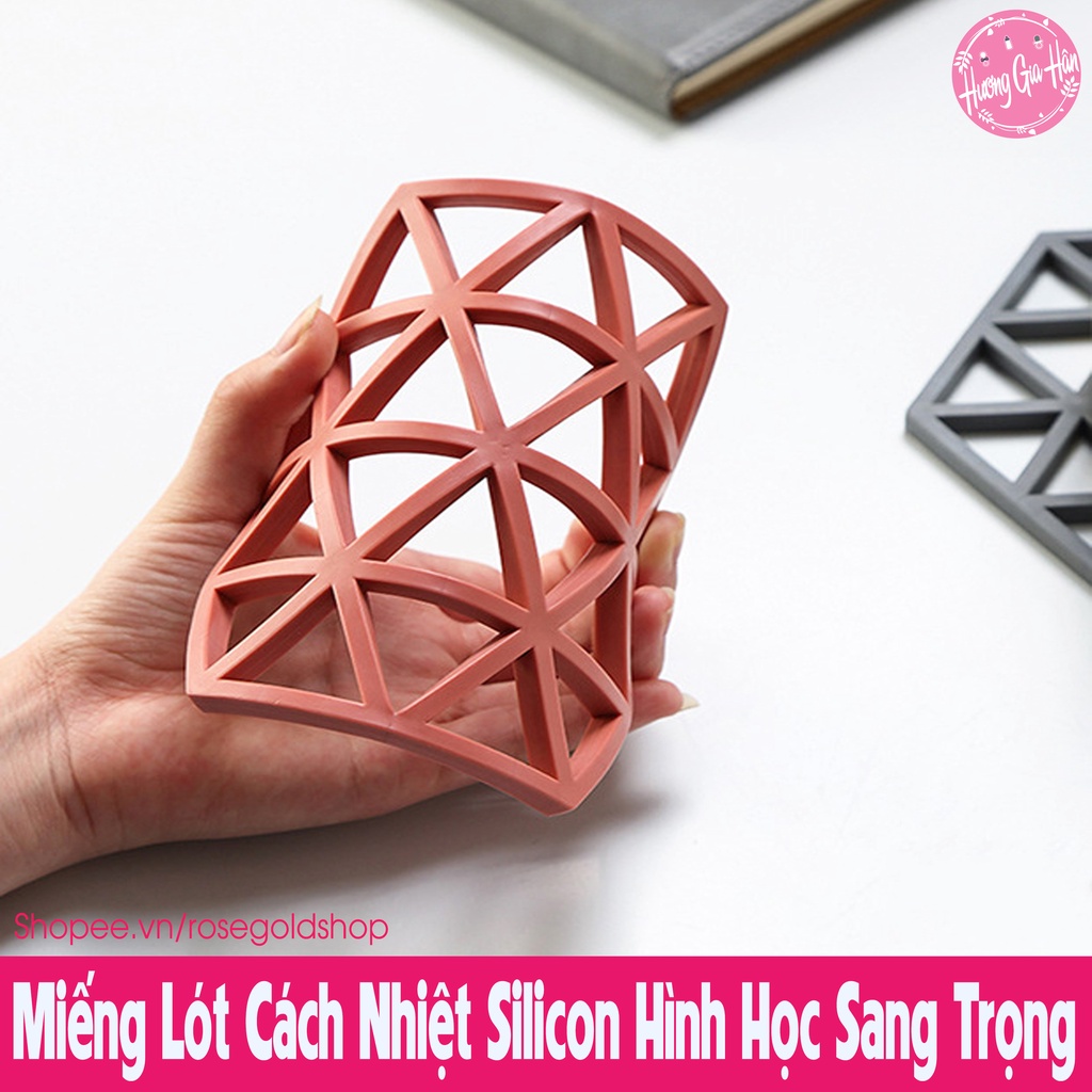 Miếng Lót Nồi, Đế Lót Nồi Bát Đĩa Cách Nhiệt Chất Liệu Silicon Họa Tiết Hình Học Sang Trọng