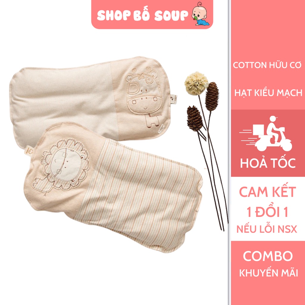 Gối cotton hữu cơ cho bé hạt kiều mạch Shop Bố Soup