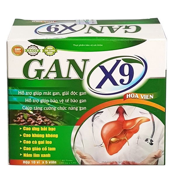 Gan X9 Hoa Viên, hỗ trợ giúp mát gan, giải độc gan, tăng cường chức năng gan (hộp 40 &amp; 50 viên)