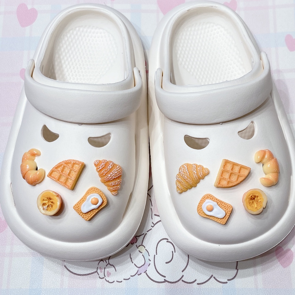 Sticker crocs Shoe Decoration for crocs đế caoBộ 10 Mặt Dây Chuyền Hình Bánh Mì Croc Thời Trang Cho Bé