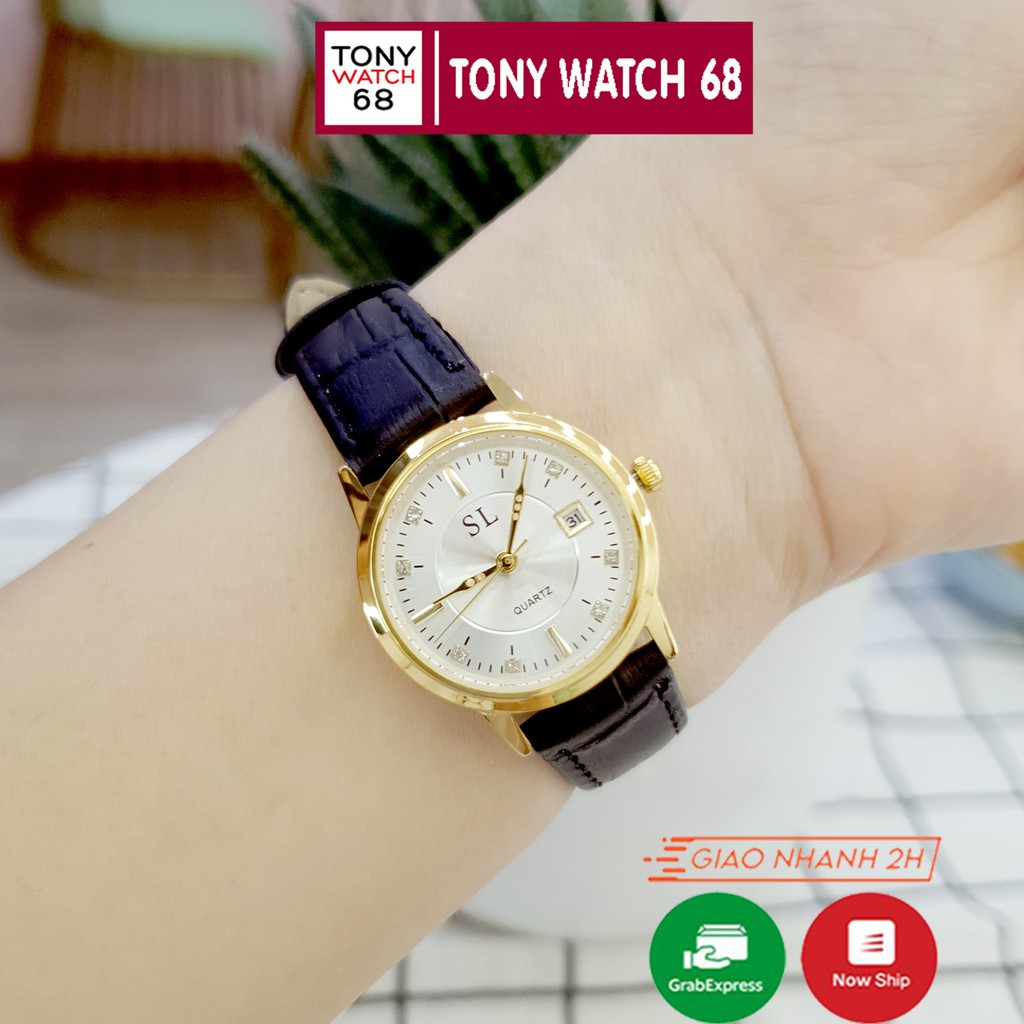 Cặp đồng hồ đôi nam nữ SL dây da chính hãng có lịch chống nước Tony Watch 68 | BigBuy360 - bigbuy360.vn