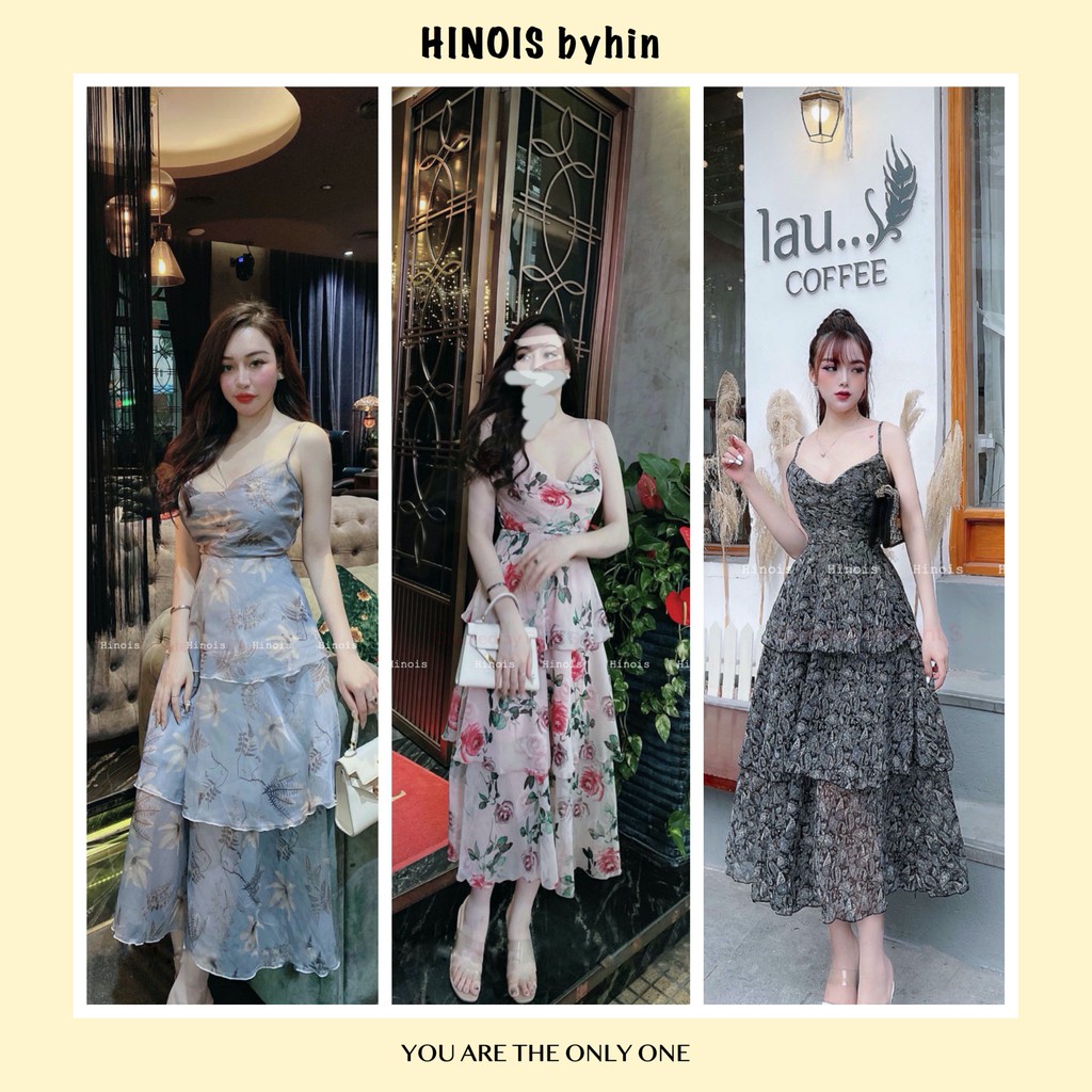 [HINOIS262] Đầm Maxi 2 Dây Dáng Tầng Cổ Đổ, Chất Tơ Cao Cấp Hoạ Tiết Hoa, Thích Hợp Cho Nàng Đi Chơi, Đi Biển