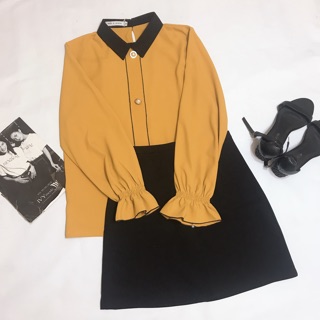Áo sơ mi lụa phối cổ (giá đã sale )