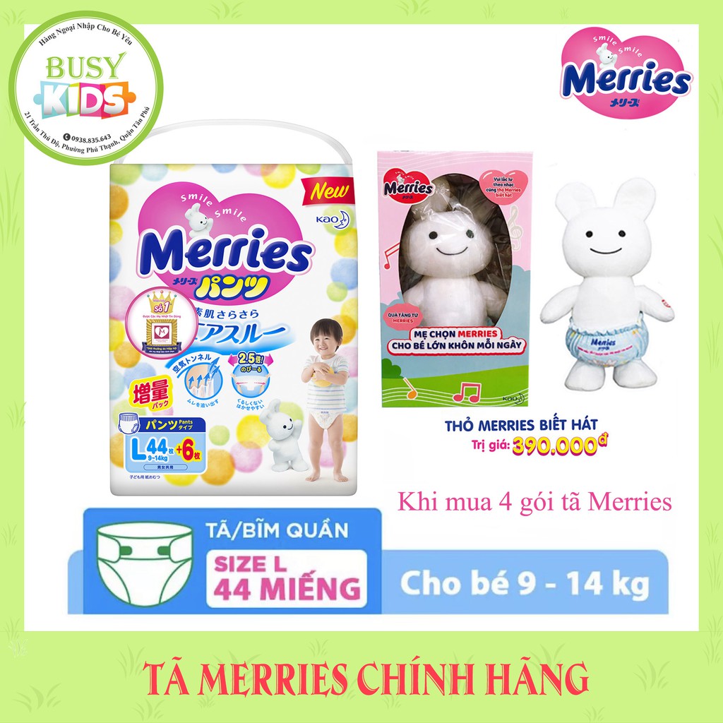 {6 gói-Tặng Lều Thỏ} Tã Merries Nội Địa Nhật Chính Hãng Kao VN - Đủ Size NB90,S82,M64,L54,XL44-M58/L44/XL38/XXL26