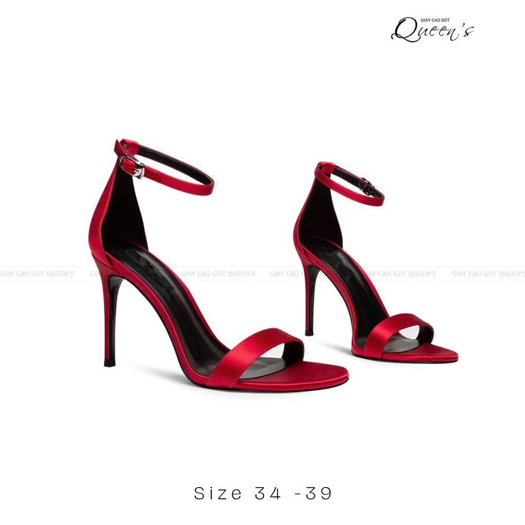Giày Cao Gót Sandal Màu Đỏ Lụa Satin Bít Gót Hở Mũi Sang Chảnh Thời Trang Cho Nữ Dự Tiệc Cưới Cao Cấp Êm Ái 8-10-11 Phân