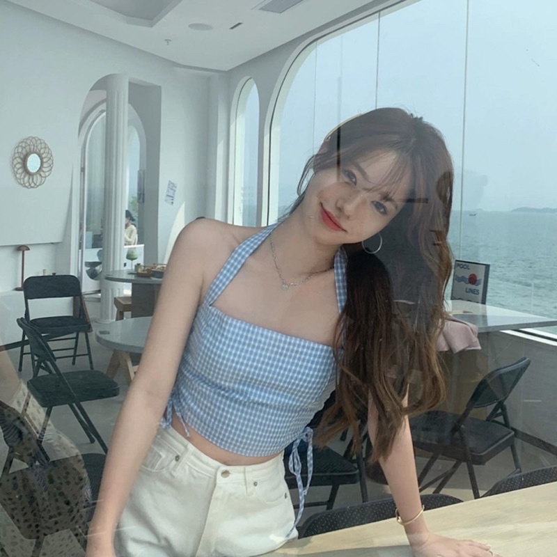 Áo quây caro rút dây