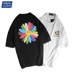 Áo Thun Nam Big Size URBAN OUTFITS Tay Lỡ OverTee Cổ Tròn In Hoa Cúc Form Rộng 100% Cotton Unisex Nhiều Màu ATO05
