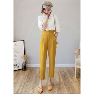 Quần baggy nữ trơn cạp bèo