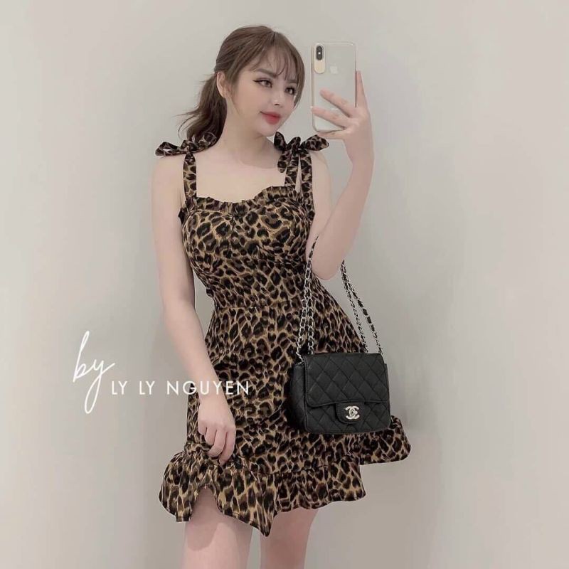 💛ĐẦM ÔM BODY 2 DÂY CỘT NƠ HOẠ TIẾT DA BEO CÓ MÚT NGỰC GIÁ RẺ KÈM ẢNH THẬT 🦋DRESSCHẤT LIỆU: THUN