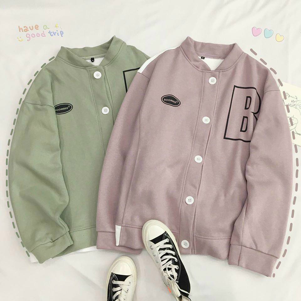 HOT Áo Khoác Nỉ Cadigan Bomber in Chữ B Lớn Kiểu Dáng Giản Dị Dễ Thương | BigBuy360 - bigbuy360.vn