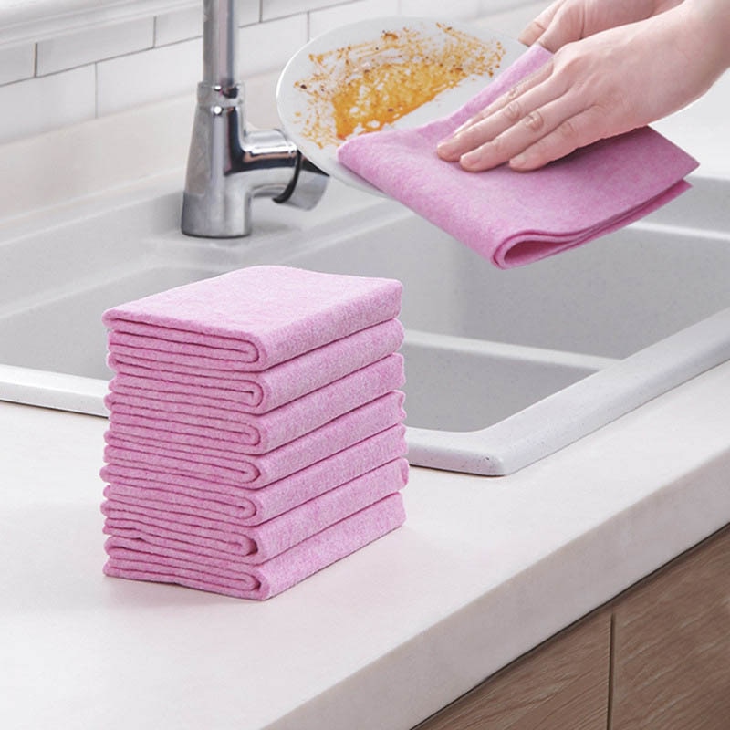 Khăn Lau Chén Dĩa Vải Xơ Dừa Chống Dầu Mỡ Thấm Hút Tốt Dùng Trong Nhà Bếp