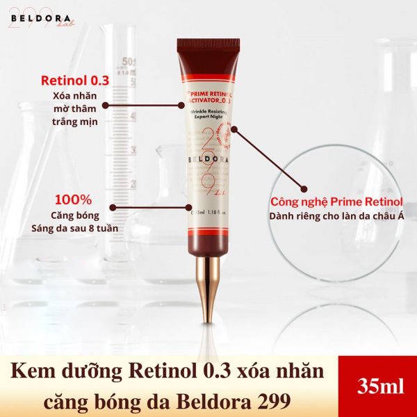 Kem dưỡng retinol xoá nhăn, căng bóng da Beldora 299 prime retinol activator 0.3% 35ml NPP shoptido