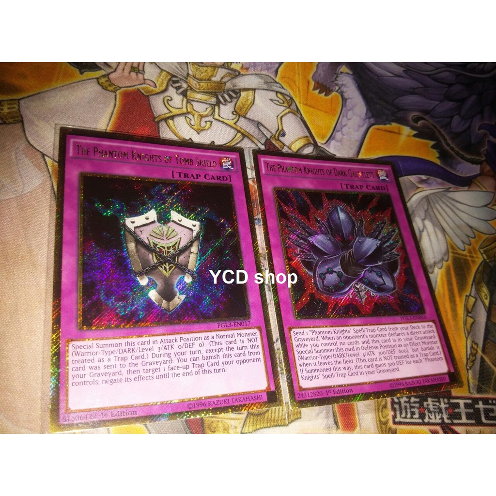 Thẻ bài yugioh chính hãng set 2 lá cạm bẫy Phantom knights –Gold Secret rare