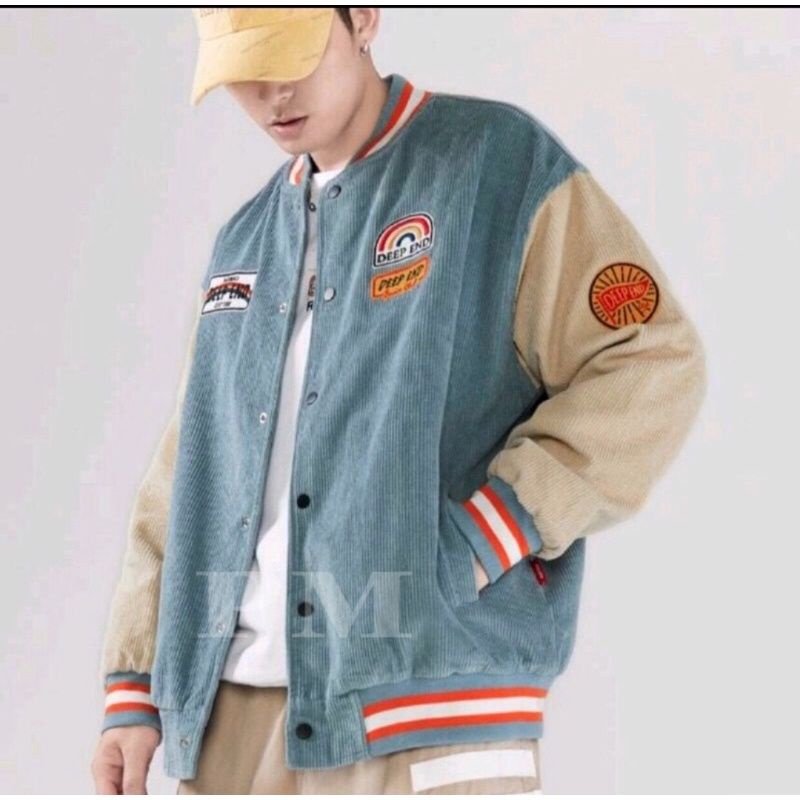 ÁO KHOÁC KAKI NHUNG BOMBER NAM NỮ UNISEX - ÁO JACKET BOMBERS NHUNG NÚT BẤM THIÊU LOGO