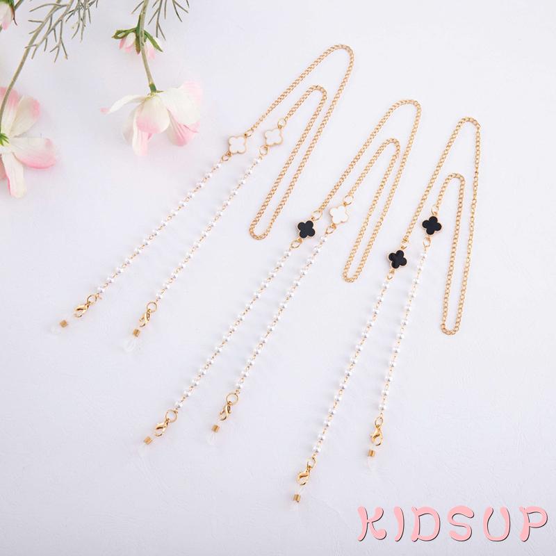 Dây đeo cổ chống thất lạc bằng kim loại hình cỏ ba lá màu đen sáng tạo