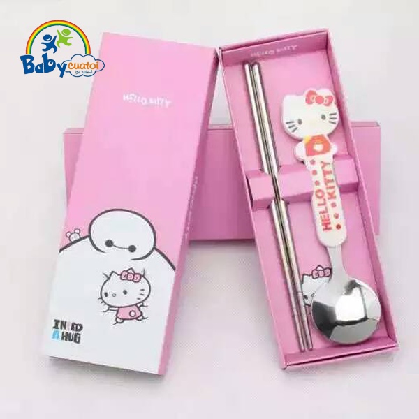 Bộ thìa đũa trẻ em thật inox 304 BBT GLOBAL mã 4001