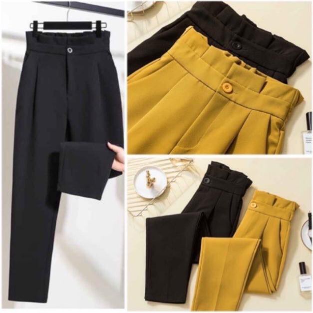 Quần Baggy Nữ Lưng Cao - Quần Baggy Cạp Bèo Cách Điệu Gen Bụng