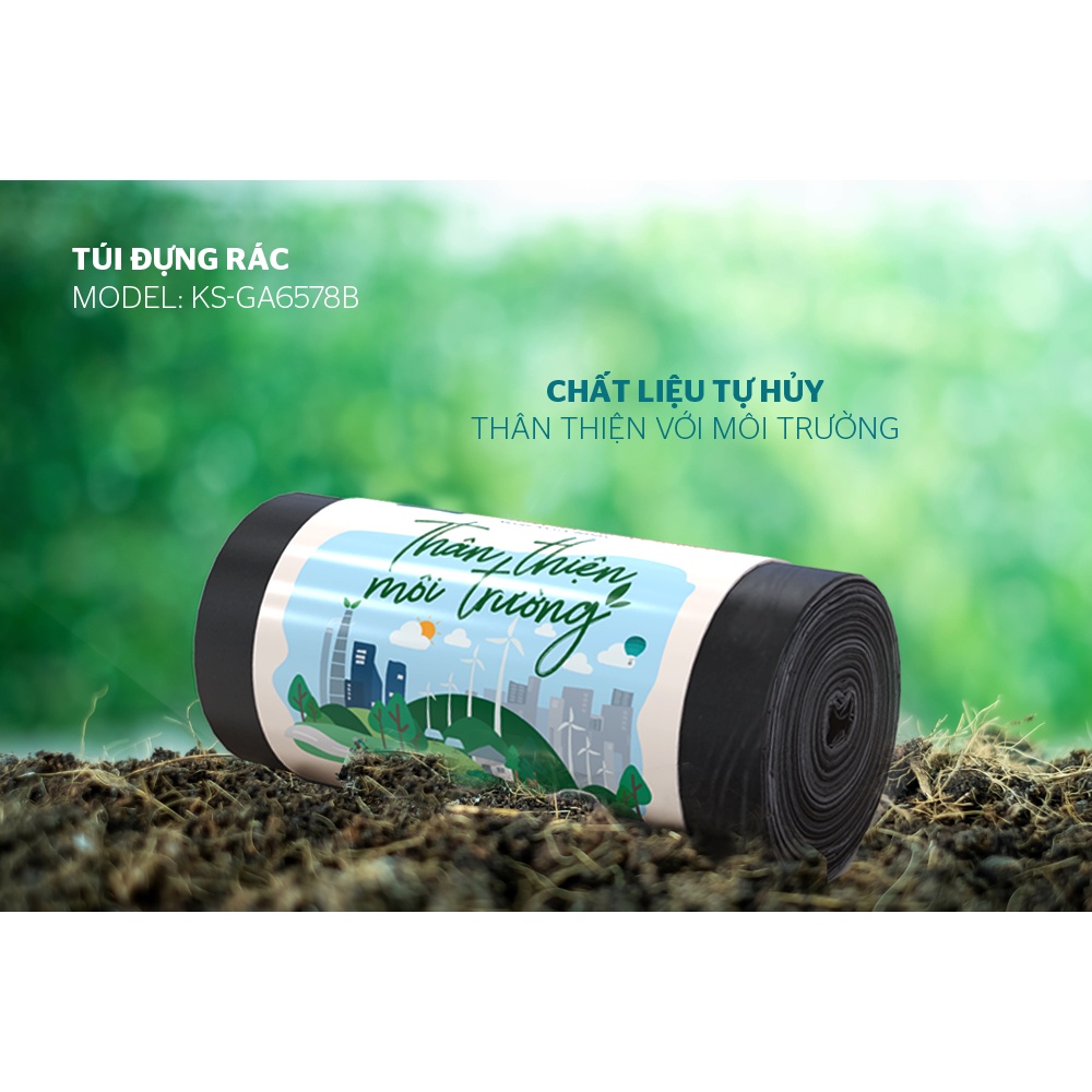 Túi đựng rác phân hủy sinh học SUNHOUSE KS-GA6578BS/B, cỡ L dung tích 30 lít, an toàn môi trường