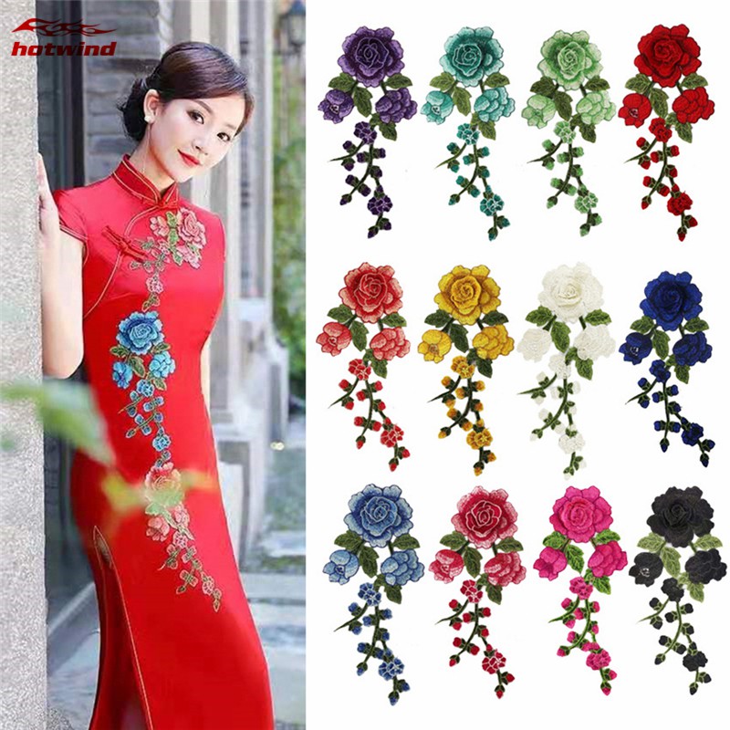 Miếng Thêu Hình Bông Hoa Trang Trí Quần Áo 12 Màu Tùy Chọn