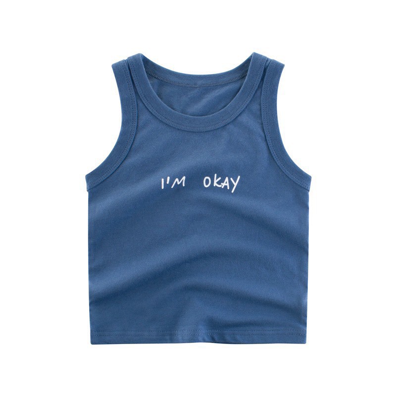 ÁO BA LỖ I'M OKAY CHẤT THUN GÂN 100% COTTON CHO BÉ