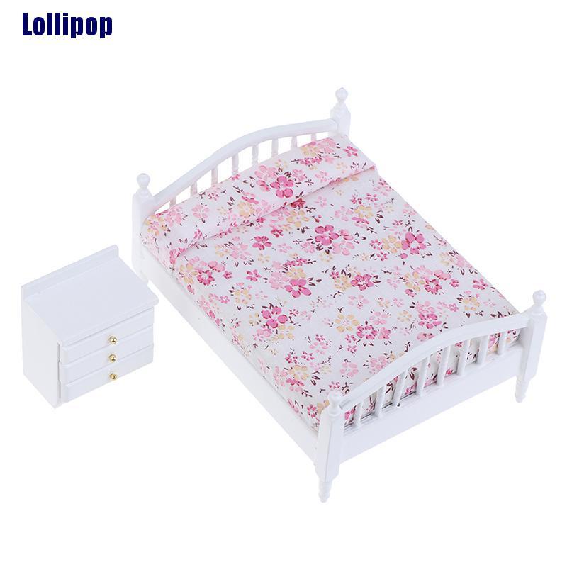 1 Giường Ngủ + 1 Bàn Gỗ Tỉ Lệ 1: 12 Trang Trí Nhà Búp Bê