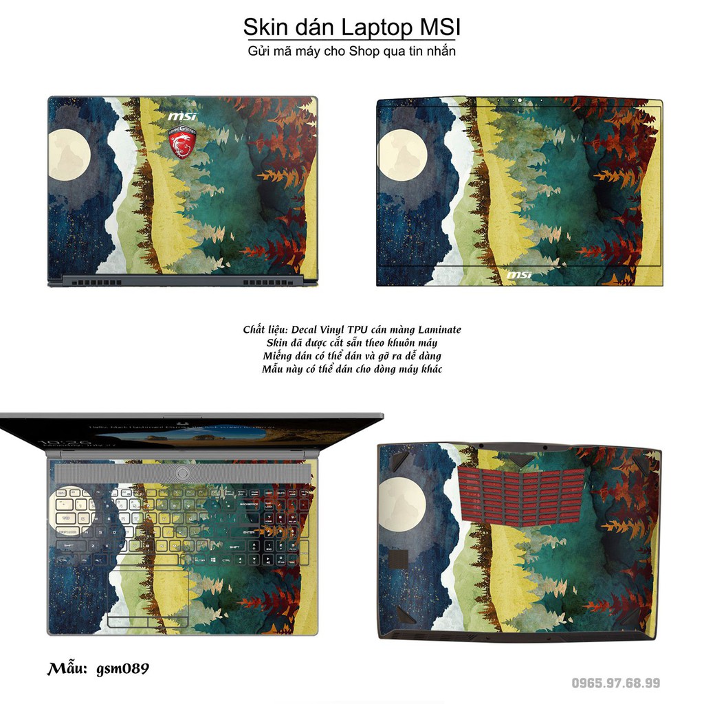 Skin dán Laptop MSI in hình giả sơn mài (inbox mã máy cho Shop)
