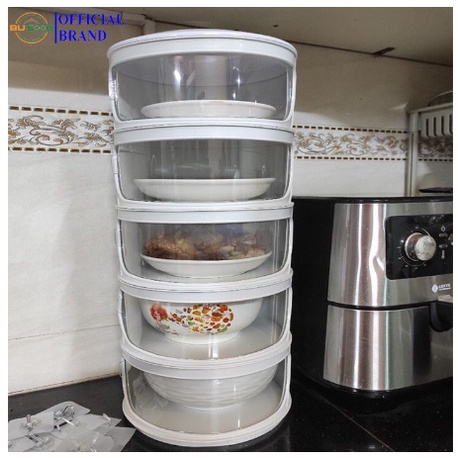 Lồng Bàn Đa Tầng, Khay Hộp Đậy Thức Ăn 5 Tầng BU COOK - Giữ Nhiệt, Chống Bụi Và Côn Trùng