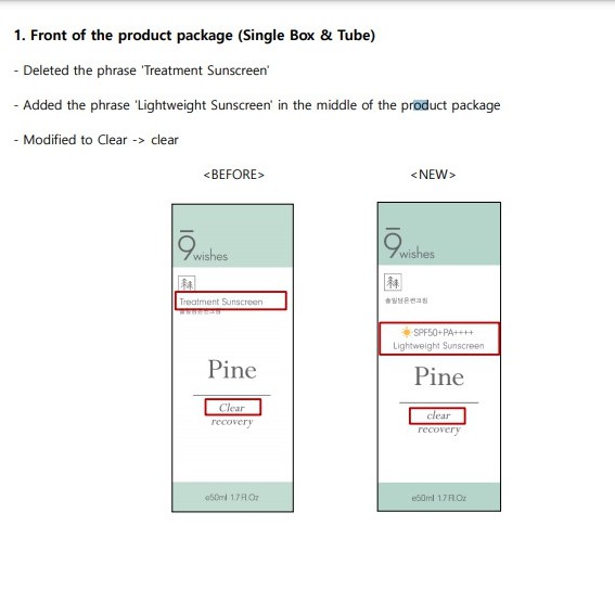 Kem chống nắng 9 Wishes Pine Treatment Suncreen SPF50+ PA++++ 50ml