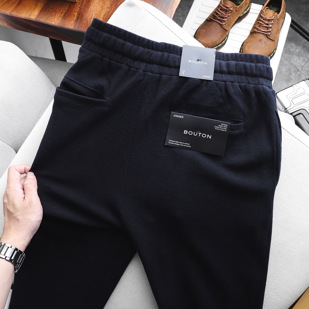 Quần Dài Nam Basic, Quần Thể Thao Nam Trơn BOUTON Cotton Pique Đẹp Phong Cách Năng Động QDEC0001 Form Slim 160STORE