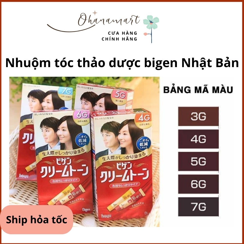 Thuốc nhuộm tóc Bigen phủ bạc chuẩn nội địa Nhật Bản 3g/4g/5g/6g/7g ; Thuốc nhuộm tóc thảo dược giúp dưỡng tóc, làm mềm