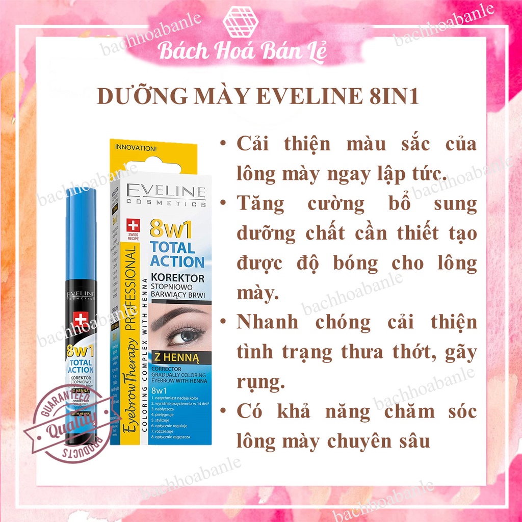 Dưỡng lông mày eveline 8 in 1 _ Dưỡng mày eveline