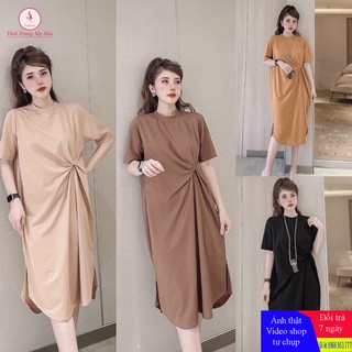 Váy bầu suông xoắn eo cho mẹ bầu và sau sinh 4 màu (hình thật + hàng loại 1) (shop Tatoco)