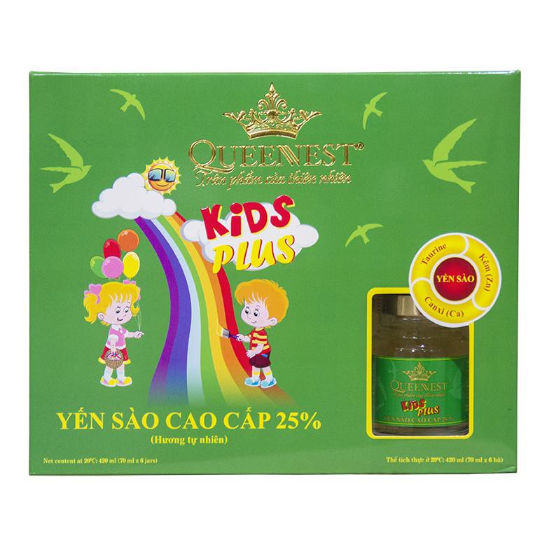 Yến sào cao cấp KIDS PLUS 25% Hương Tự Nhiên (Hộp 6 Hũ x 70ml)