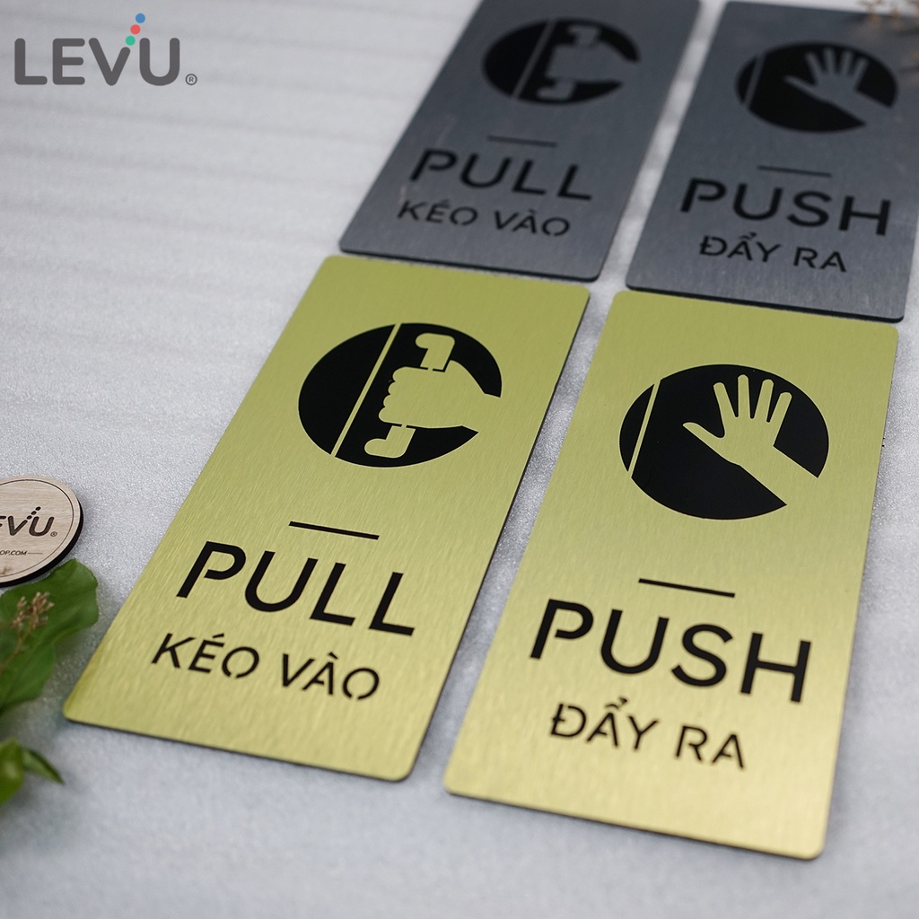 Bộ bảng alu nhôm pull push hướng dẫn kéo đẩy cửa ra vào LEVU-ALU04