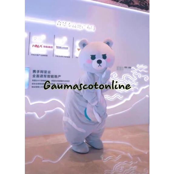 MASCOT GẤU XÁM KHĂN TRĂNG SIÊU HOT TIKTOK